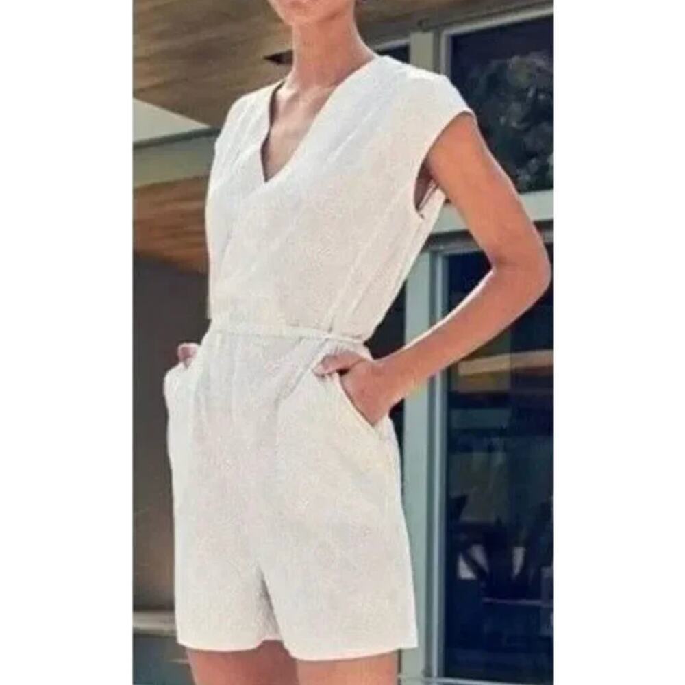 Athleta Marlow Pearl White Python Snakeskin Printed Romper